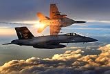 F/A-18 Super Hornets (Flying in Sunlight) Art Poster Print - 11x17