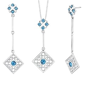 Uniquely Dreamy 4.00 carats Round Shape London Blue Topaz Pendant Earrings Set... by Peora