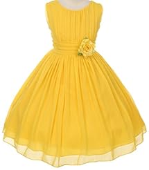 Girls Fall Ruched Gathered Pleated Chiffon  Dress