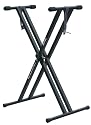 Black Height Adjustable High Quality Twin X Frame Keyboard Stand With A Quick Pull Release Mechanism and Screw N Strap to secure keyboard to the stand