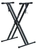 Black Height Adjustable High Quality Twin X Frame Keyboard Stand With A Quick Pull Release Mechanism and Screw N Strap to secure keyboard to the stand