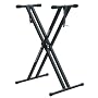 Black Height Adjustable High Quality Twin X Frame Keyboard Stand With A Quick Pull Release Mechanism and Screw N Strap to secure keyboard to the stand