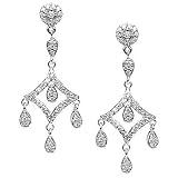 14K White Gold Diamond Drop Earrings (3/4Cttw, SI Clarity, F Color)