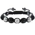 Black & Silver Shamballa Bracelet Crystal Disco Ball Friendship Bead Unisex Bracelets Swarovski Crystal Beads 12mm
