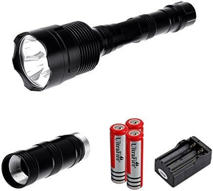 Ultra-bright Flashlight,FirstRank 3800LM 3x CREE XML XM-L T6 LED Flashlight Torch Light Set with 3 x 18650 Rechargeable Batteries and 1 x Charger