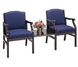 2 Guest Chairs w/ Center Table Avon Black Fabric/Black Frame