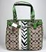 Coach Signature Nancy Zebra Stripe Satchel Bag Purse 13993 Khaki Green