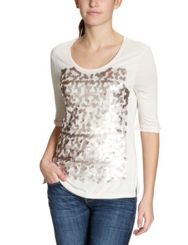 Oui Damen T-Shirt 29285, Gr. 36, Elfenbein (offwhite 1110) Preisvergleich