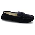 Mens High Quality Suede Moccasin Navy Slippers