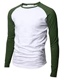 Doublju Mens Casual Long Sleeve Raglan Baseball Round Neck T-shirts