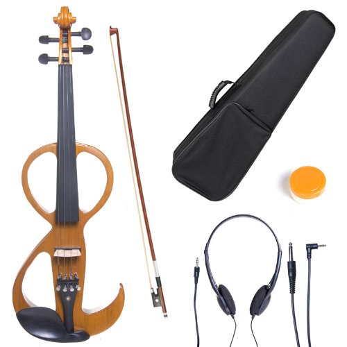 Cecilio 4/4 CEVN-3Y Solid Wood Electric/Silent Violin with Ebony Fittings in Style 3 - Full Size - Yellow Maple Metallic On Sale