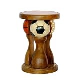 EXP Handmade Furniture - 17" Vintage Style Round Wood Soccer / Basketball / Golf Sports End Table
