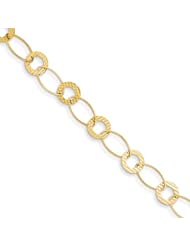 14k Yellow Gold Polished & Textured Circles Bracelet