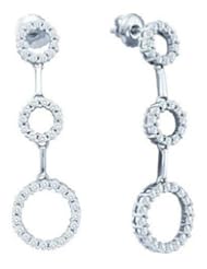 0.9 cttw 14k White Gold Diamond Long Drop Earrings Circle Earrings (Real Diamonds: 0.9 cttw)