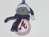 ATLANTA BRAVES 2.5" Striped Snowman with Scarf Home Run Baseball CHRISTMAS ORNAMENT