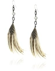 Deanna Hamro Atelier Mini Pave Ball Natural Feather Earrings