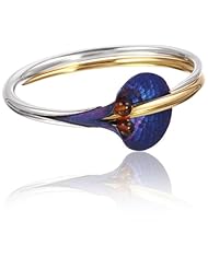 Titanium Plated Sterling Silver and Honey Amber Large Bangle