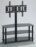Hybrid TV STAND 3 Black Glass Shelf comes with a built in LCD/LED/Plasma BRACKET for 32-50 HD Screen