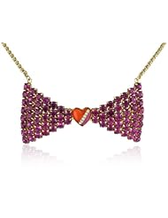 Betsey Johnson "60s Mod " Crystal Bow Pendant Necklace