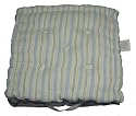 Safari Blue Stripes Floor Cushion - 100% Cotton - 40 x 40 x 10 cm Square - Indoor - Garden - Dining chair booster Seat Cushion Pad