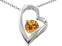 1.25 cttw 14k White Gold Plated 925 Sterling Silver and Genuine Round Citrine Heart Pendant