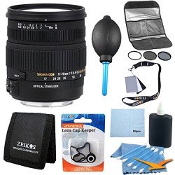 Sigma 17-70mm f/2.8-4 DC Macro OS HSM Lens for Canon Mount Digital SLR Cameras With Cleaning Kit, Flash Bracket, Micro Fiber Cleaning Cloth, Card Wallet, Hoya UV Filter!, Lens Cap Cleaner and more!