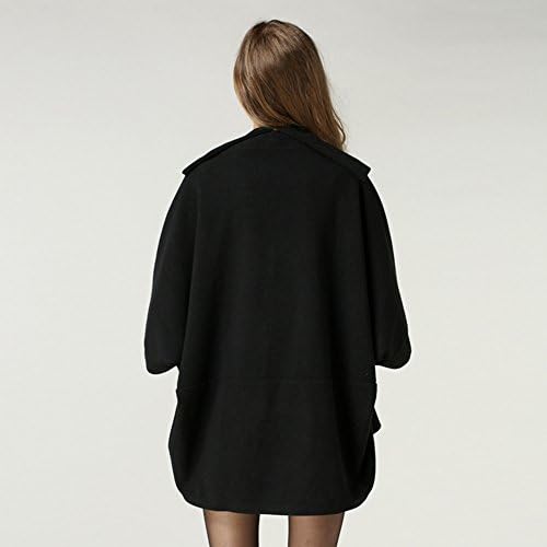 Oupay Women Fall Winter Batwing Sleeve Loose Cape Poncho Outwear Trench Coat XXXL Black