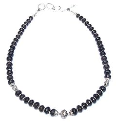 Fashion Necklace Silver Smokeyquartz Gemstone Jewelry 18.25 inches (gnklc205)