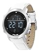 Police Cyber - Reloj digital de caballero de cuarzo con correa de piel blanca (alarma) - sumergible a 100 metros