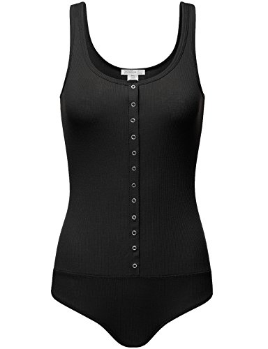 FPT Womens Basic Tank Top Bodysuit BLACK MEDIUM