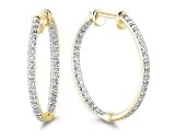 .50CTW Inside Out Diamond Hoope Earrings in Yellow Gold