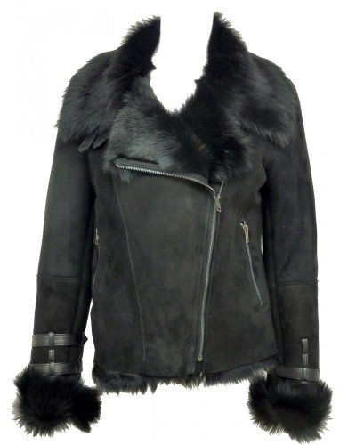 Blouson Bombardier agneau toscane long Dks cal008 noir 36