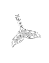 925 Silver Whale Tail w/ Plumeria Pendant Hawaiian Silver Jewelry