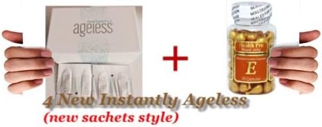 Bundle Set of 4 sachets of Jeunesse Instantly Ageless Botox Without the Needles anti-wrinkle microcream | Plus 1 Royal Jelly Vitamin-E Skin Oil 90 Gel, Moisture Complex Facial Oil Capsules, FRESH Good Product quality!!