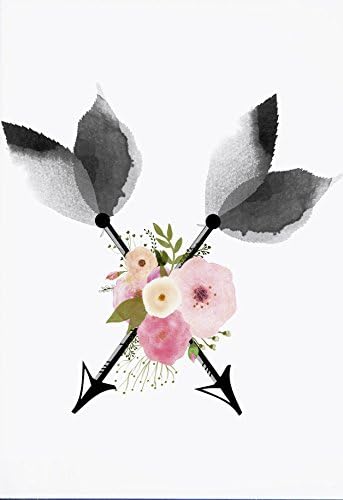 Arrow with watercolor flowers boho wall art print poster - unframed