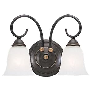 Sea Gull Lighting 4003-85 Athenia Two-Light Wall Sconce, Gold Patina Finish with Alabaster... by 