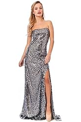Sexy Sequined Mesh Floor Length Full Length Bandeau Neck Evening Dress/Prom Dress/Wedding Dress 