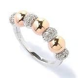 Sterling Silver / Platinum & 18K Rose or Yellow Vermeil Diamond & Bead Ring
