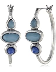 Lucky Brand "Jan14 Washed Denim Ears" 3 Stone Hoop Earrings