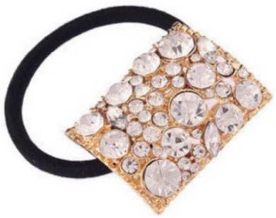 Gold Luxury Geometry Rhinstones Hair Rope Band Accessory Unique Cheap Jewelry,101109
