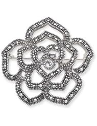 Sterling Silver Marcasite Rose Pin