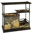 Asian Furniture - 38" Ming Design Fine Chinese Black Lacquer Curio Cabinet Shelf Unit - HA-2055