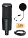 Audio-Technica AT2020 Side Address Cardioid Condensor Studio Microphone Bundle with Pop Filter, XLR Cable, and Polishing Cloth