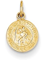 14k Yellow Gold Saint Christopher Medal Charm