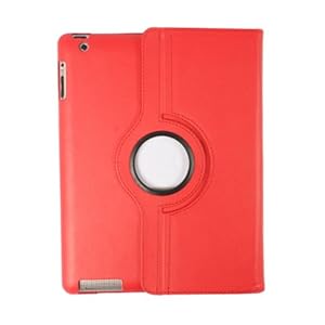 Sleep/wake Smart Cover Function 360 Rotation Bracket Board Holder Protective Case Red for Ipad 2