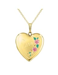 Gold over silver SS & Yg Heart Shaped Love Locket w/ Flowers Necklace