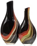 Ecco!Murano Hand Blown Large 16" Vase Black, Red, Green