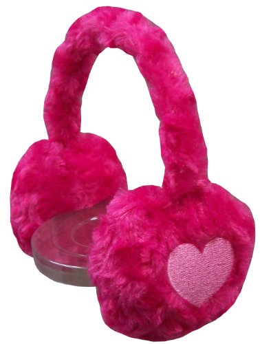 N'Ice Caps Girls Soft Velboa Faux Fur Ear Muffs with Heart Embroidery