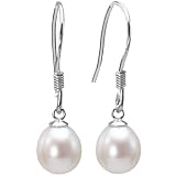 Pearl Essence 7-8mm AAAA Drop Earrings in Platinum Overlay CAREFREE Sterling Silver, White