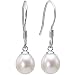 Pearl Essence 7-8mm AAAA Drop Earrings in Platinum Overlay CAREFREE Sterling Silver, White